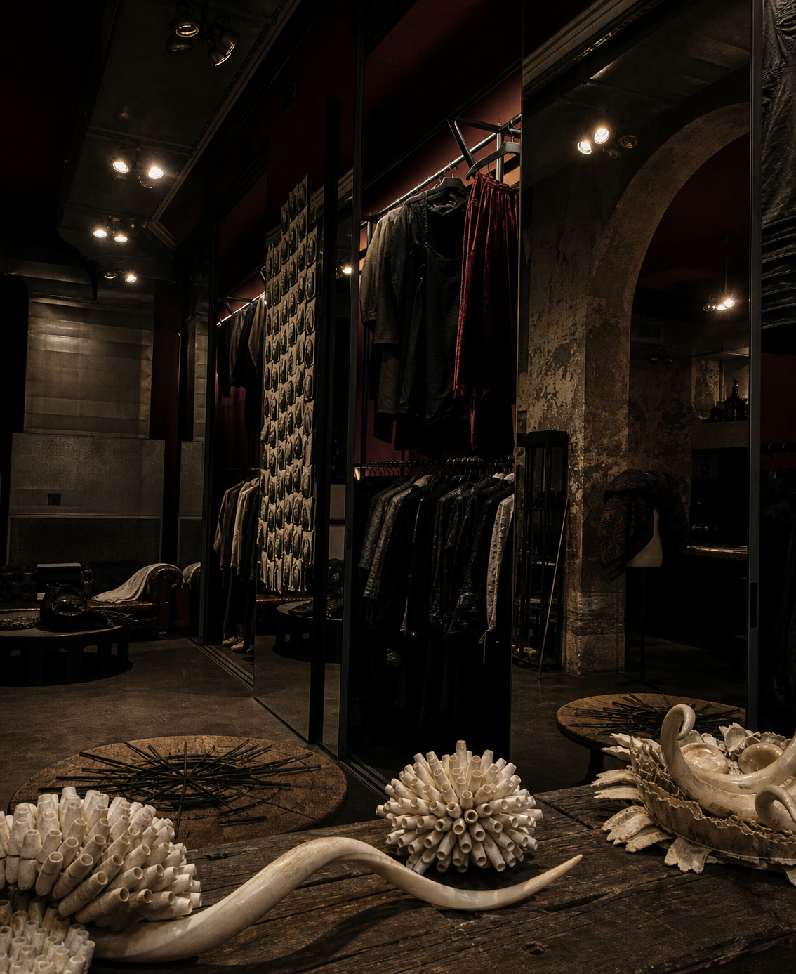 Dark mirrored private boutique wardrobe